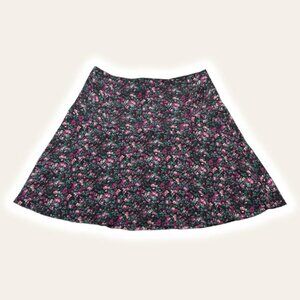 NWT WILFRED Terrasse 100% Silk Floral Mini Skirt Sz 2 Black Confucius